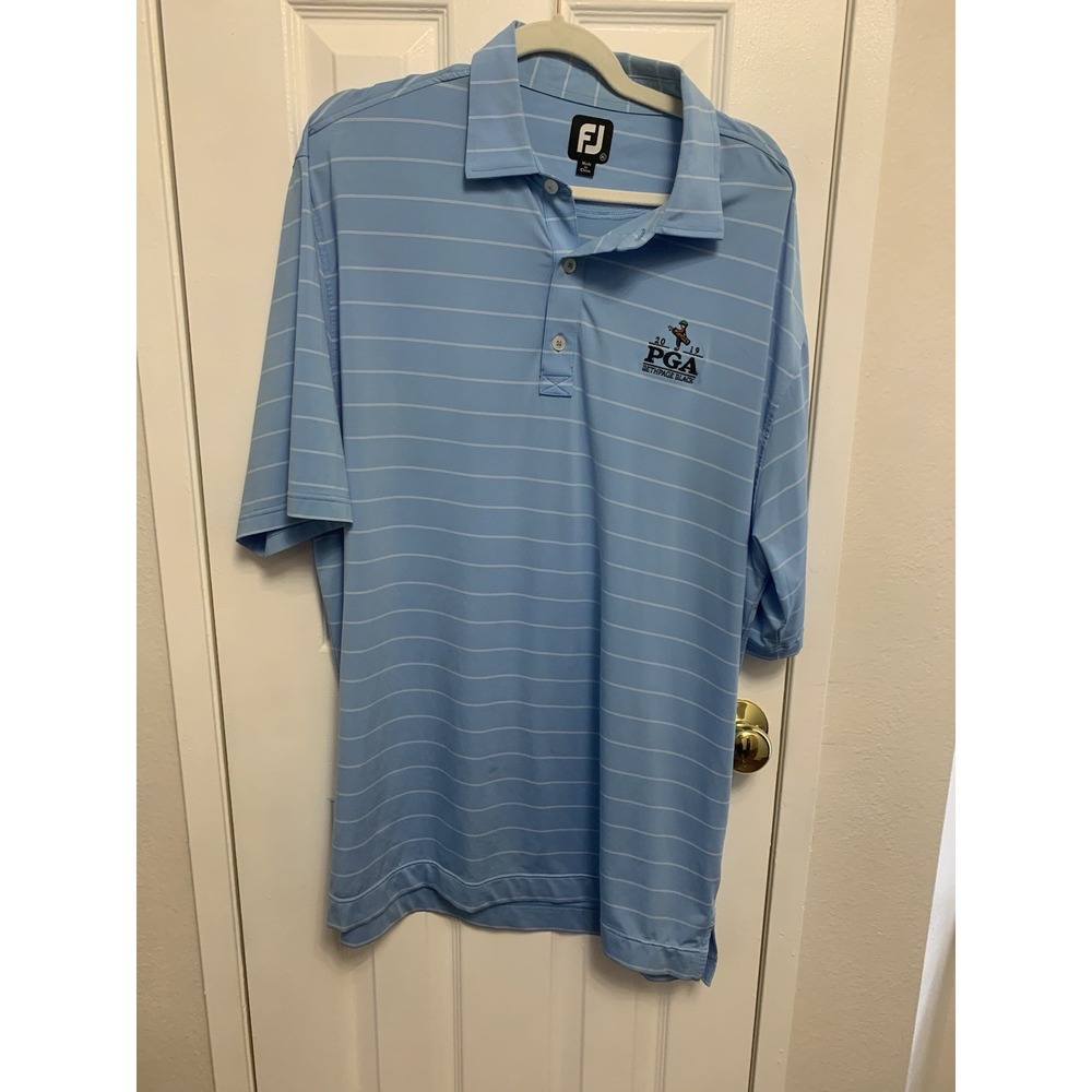 FootJoy Bethpage Black Course Golf Polo Mens Blue White Stripe XL